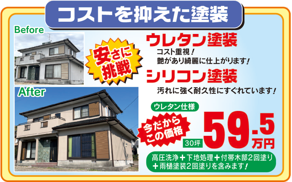 コストを抑えた塗装59.5万円